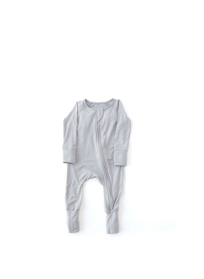 Anvi Baby Organic Zipper Romper  95% Bamboo 5% Spandex Cloudy Grey 0 to 3 months - Image 1