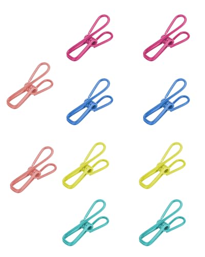 CUARUSUIKA Multipurpose 2 in Chip Bag Clips 10 Pack Metal Clips for Kitchen Food Storage, Laundry Hanging, Bag Chip Bag Sealing - Easy to Use Strong Grip Clips for Home Organizing - Image 1