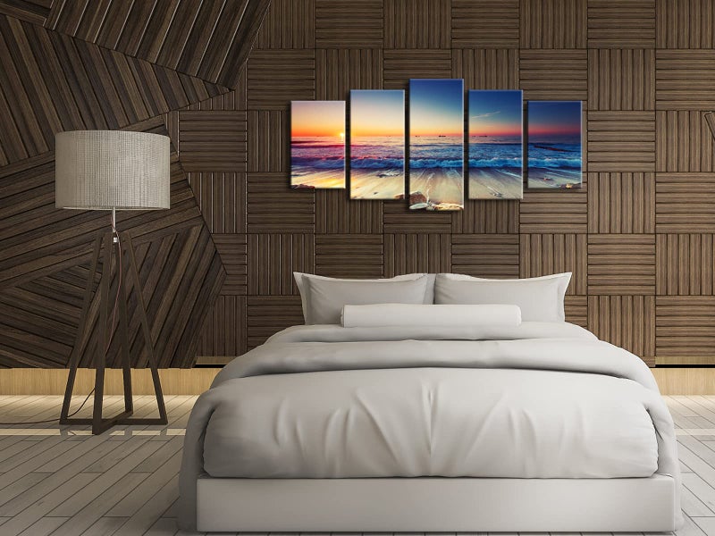 Pyradecor Ocean Seascape Canvas Prints Wall Art Sea Beach Pictures Paintings for Living Room Bedroom Home Decorations 5 Piece Modern Stretched Ready to Hang Landscape Artwork - Image 2