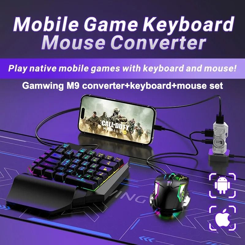 Gamwing M9 Mobile Gaming Keyboard and Mouse Converter, Supports Android iOS Game Controller - Image 1