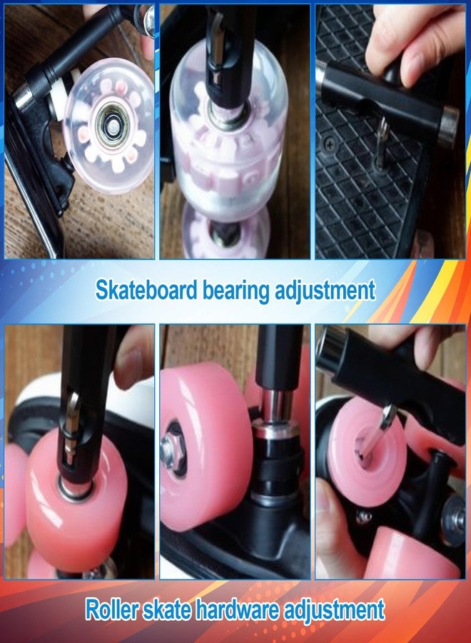 Lanties Skate Tools Kit Multi Function Portable Skateboard Bearing Press Tool Bearing Puller T Tool Accessory with T Type Allen Key and L Type Phillips for Roller Skates Skateboards Scooters - Image 4