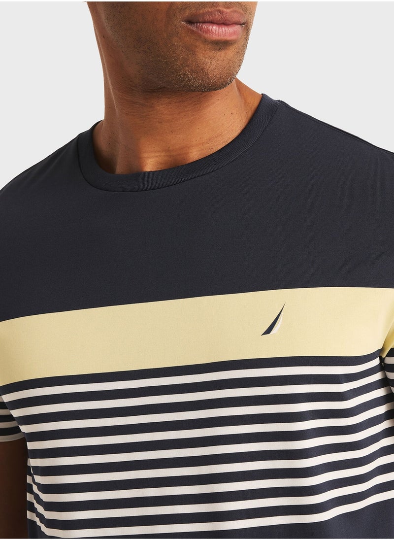 Men's Navy Striped Round-Neck T-Shirt – Comfy Polyester for a Trendy and Casual Wardrobe Refresh! - pzsku/Z1B27E141C903006EAC86Z/45/_/1737095376/7cec2faf-4d80-4f98-84bc-771c4326e8a7