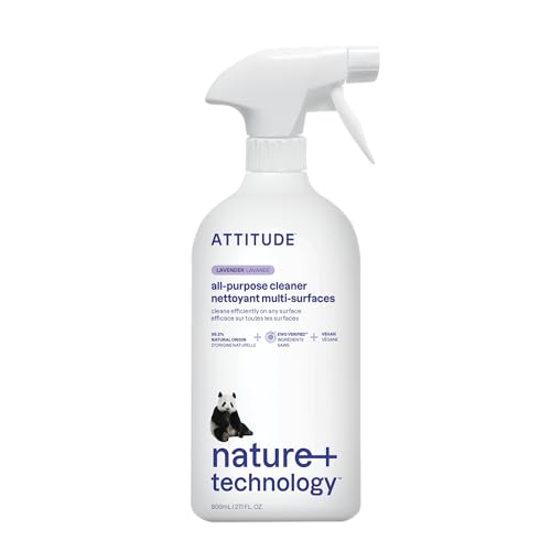 ATTITUDE All Purpose Cleaner Spray EWG Verified Vegan Made with 94 PlantBased Ingredients StreakFree for Kitchen Bathroom Glass More Lavender Scent 271 Fl Oz