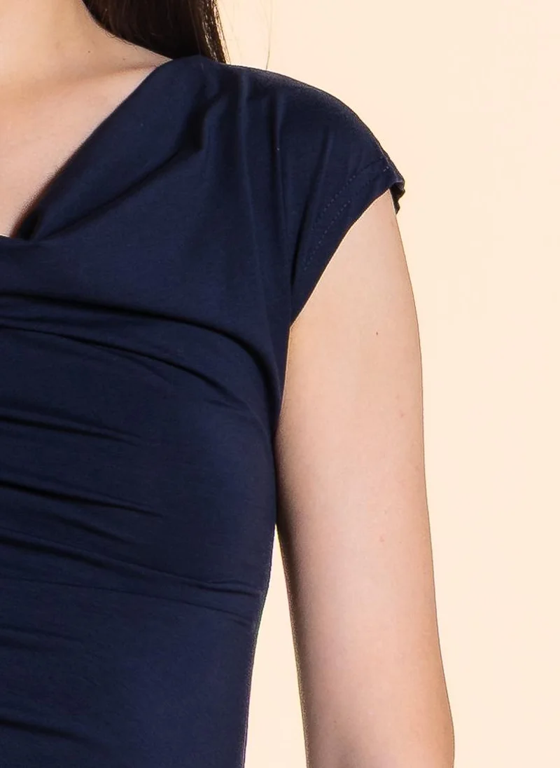SHAPES DARK BLUE SOFT COWL NECK TOP SET for Women | Best Price UAE