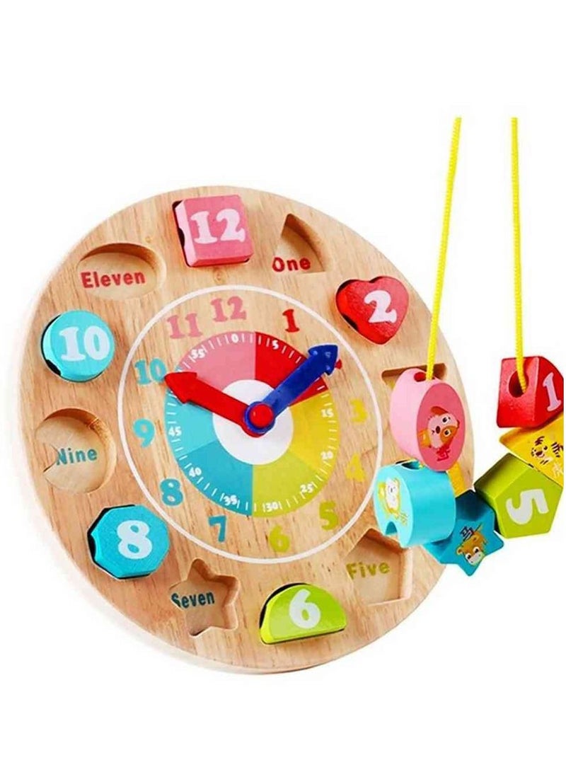 UKR Wooden Clock Bead Game | Animal Numbers Puzzle | Time Learning Toy for Kids | Early Learning Educational Game - Image 2
