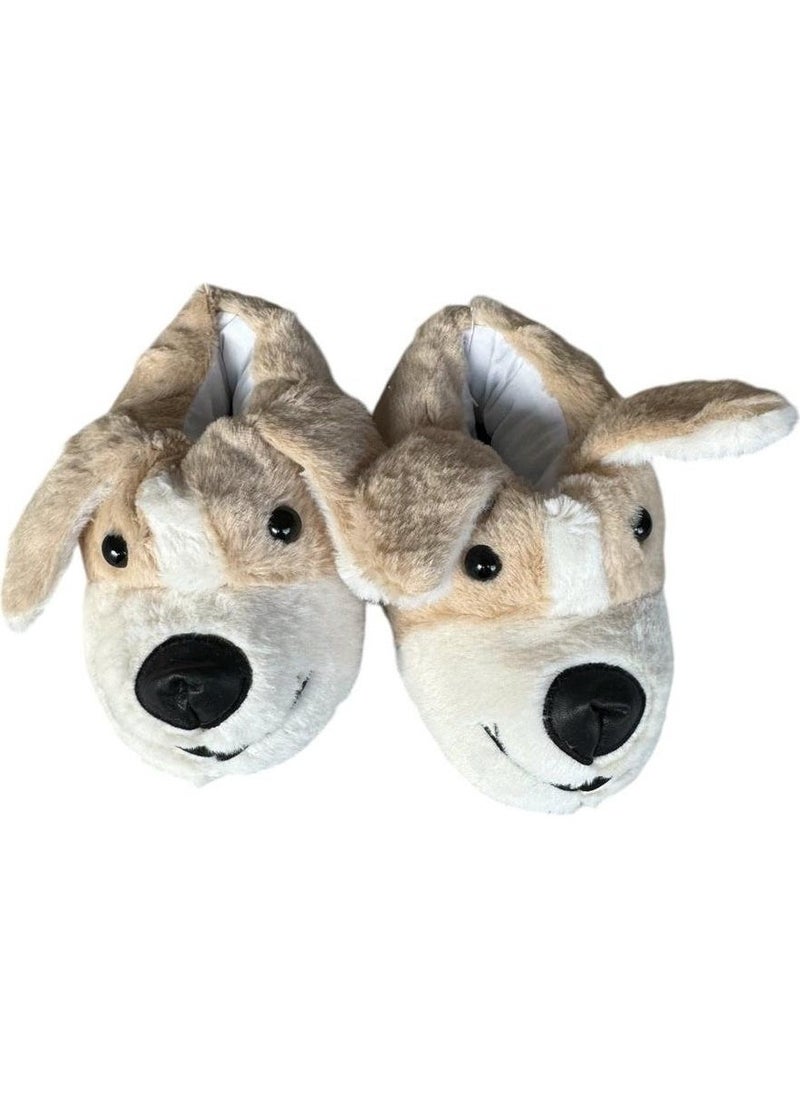 Liger - Cute Dog Figured Kids Slippers Beige - Image 1