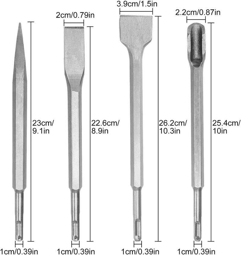 APACALI 7pc 3/8 inch SDS Plus Drill Chisel Set, Includes 40mm, 20mm & Specialty Chisels - Image 2