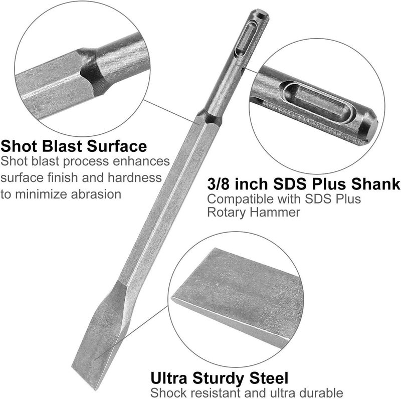 APACALI 7pc 3/8 inch SDS Plus Drill Chisel Set, Includes 40mm, 20mm & Specialty Chisels - Image 4