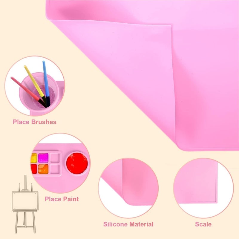 Foxelli Flexible Crafting Mat Children Art Painting Handmade Make Mold Large Silicone Art Mat with Cleaning Cup Multipurpose Silicone Craft Sheet for Painting Clay Resin Casting and DIY Creations 43 38 Mat - Image 2