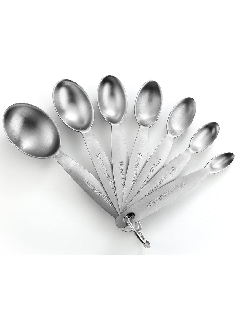 Spring Chef Spring Chef Stainless Steel Measuring Spoons Set of 7 Oval Metal Teaspoon  Tablespoon Measuring Spoons  Nesting Kitchen Gadgets For Baking  Cooking Dual Measurements  Dry  Liquid Ingredients 