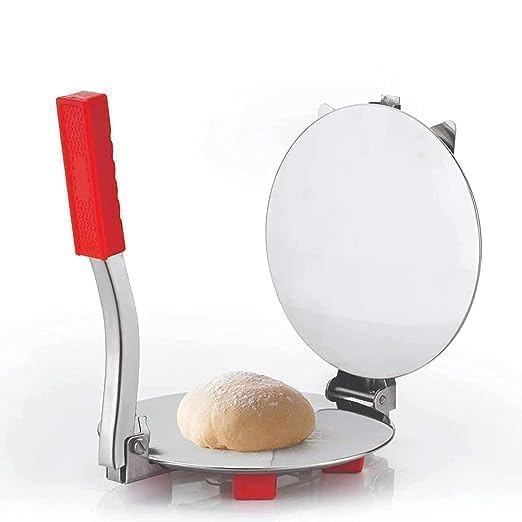 DISH & DWELL صانع ضغط العجين اليدوي من ديس DWELL المصنوع من الفولاذ المقاوم للصدأ لأداة ضغط البوري والباباد والخرخرا والخبز المسطح، أداة مطبخ مدمجة ومتينة - Image 5