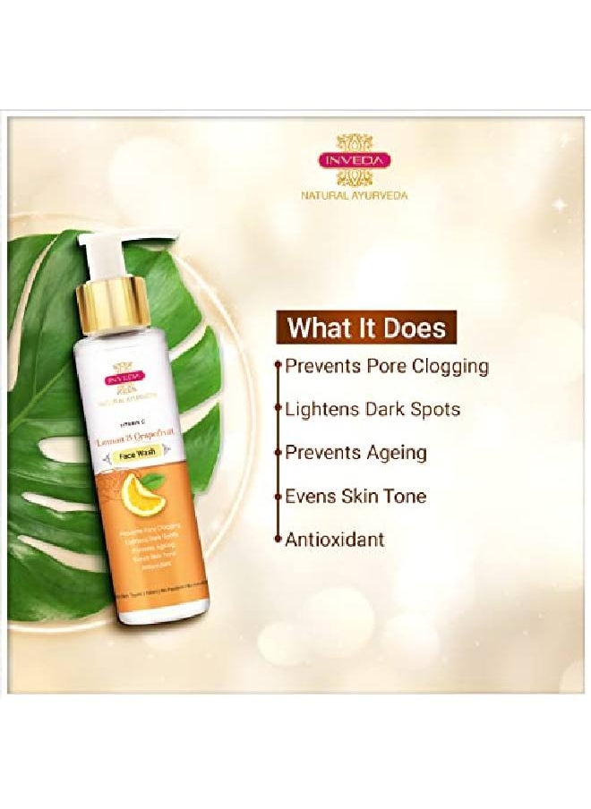 Lemon and Grapefruit Face Wash Prevents Pore Clogging Lightens Dark Spots with Lemon Peel Grapefruit Seed Extracts Give You Fresh & Detoxed Skin100ml