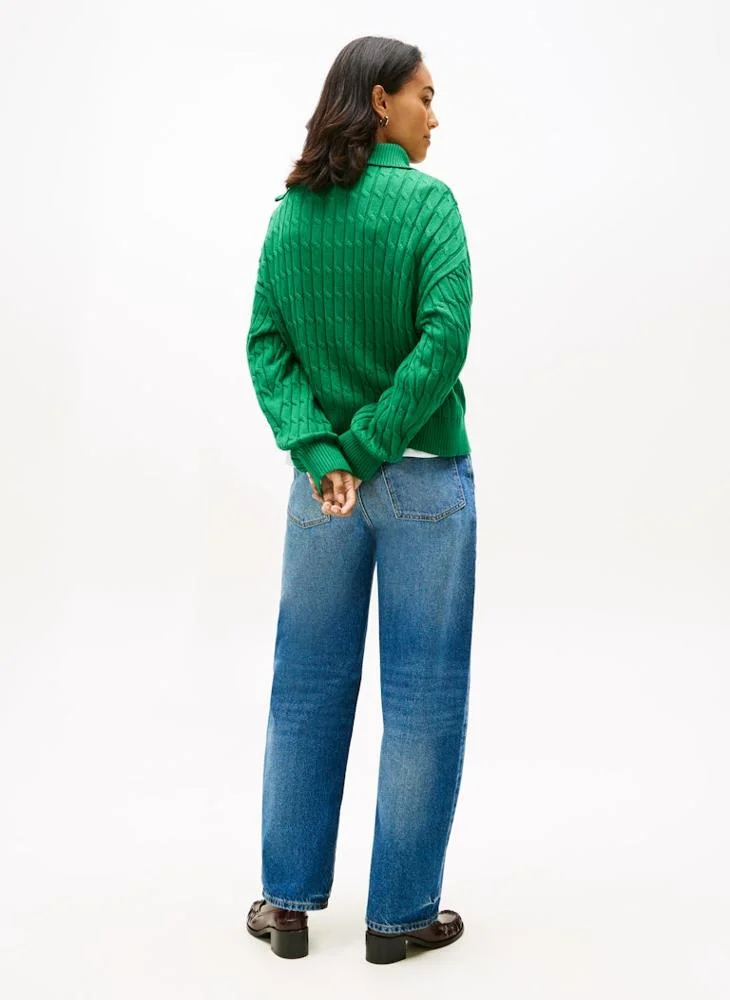 تومي هيلفيغر كنزة بسحاب نصفي مع شعار