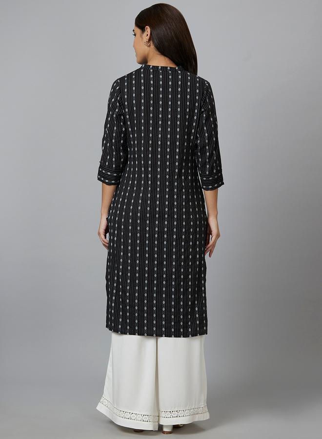 globus Printed Mandarin Collar Pure Cotton Kurta - Image 3