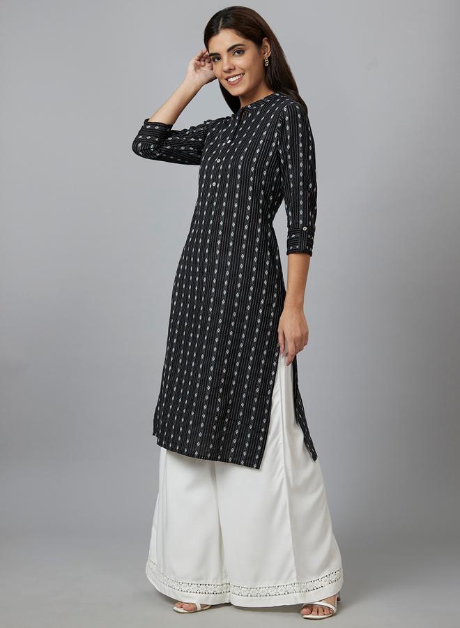 globus Printed Mandarin Collar Pure Cotton Kurta - Image 4