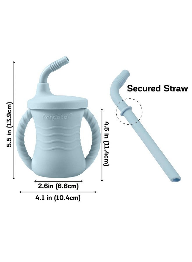 باندا إير مجموعة تغذية الأطفال من السيليكون من باندا إير | 11 قطعة من أدوات التغذية الذاتية لفطام الأطفال | طبق شفط مقسم، وعاء، مرايل، كوب شرب مع حقيبة طعام للأطفال، وعاء وجبات خفيفة، ملاعق، شوك، أزرق - Image 4
