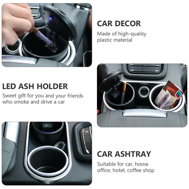 Windproof Car Ashtray with Lid 2 Pack LED Portable Cigarette Ash Container for Vehicle Travel Outdoor - Image 3