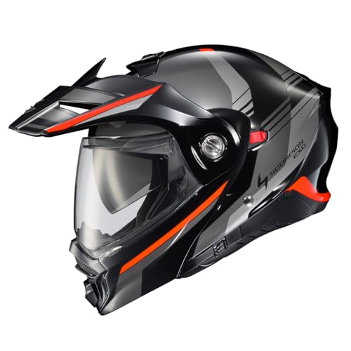 ScorpionEXO AT960 Modular Adventure Street Motorcycle Helmet with Bluetooth Ready Speaker Pockets DOT ECE Approved Monk BlackRed Medium - Image 1