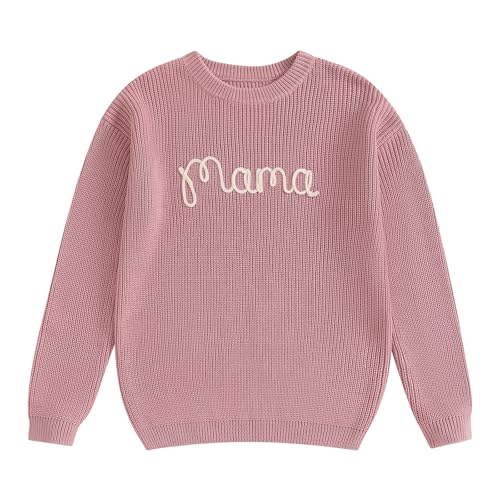 DSORVICD Mommy and Me Outfits Mama and Mini Long Sleeve Knit Sweater Pullover Mother Baby Daughter Matching Outfit Pink - Image 3