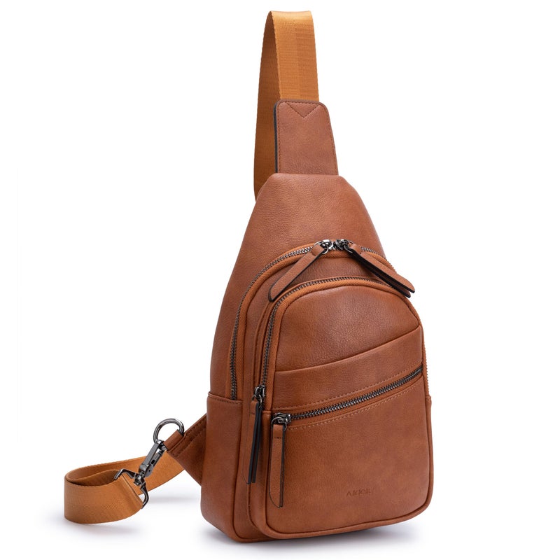 Alldaily Large Sling Bag for Women Crossbody Purse Leather Fashionable Trendy Chest Bag for Travel, Fanny Pack (Brown) - Image 1