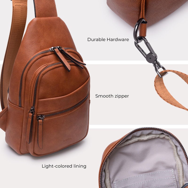 Alldaily Large Sling Bag for Women Crossbody Purse Leather Fashionable Trendy Chest Bag for Travel, Fanny Pack (Brown) - Image 5