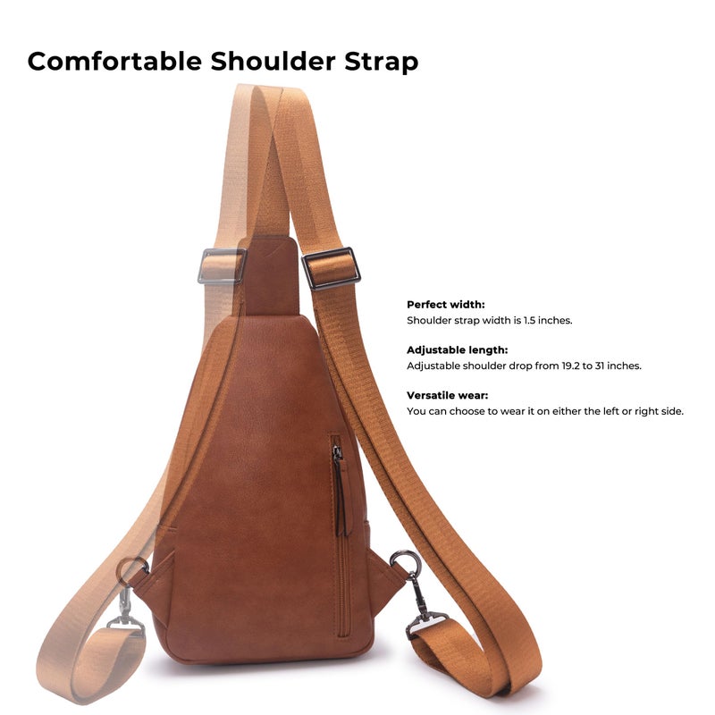 Alldaily Large Sling Bag for Women Crossbody Purse Leather Fashionable Trendy Chest Bag for Travel, Fanny Pack (Brown) - Image 4