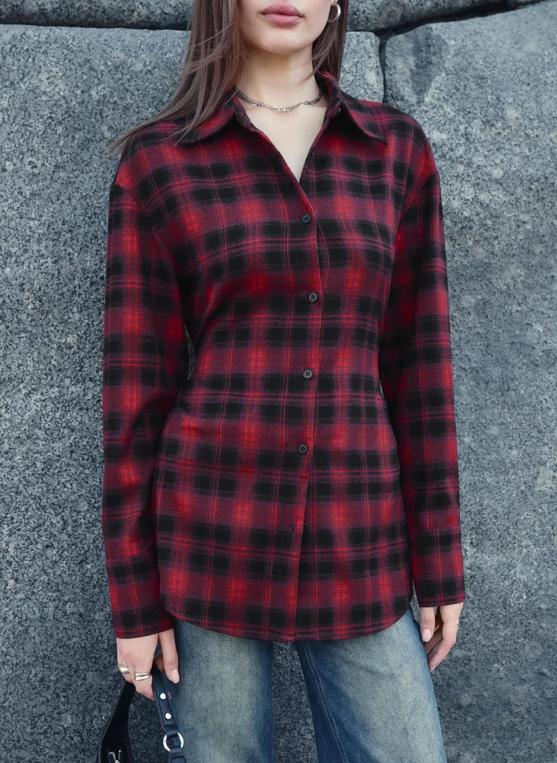 Lichi Flared checked shirt