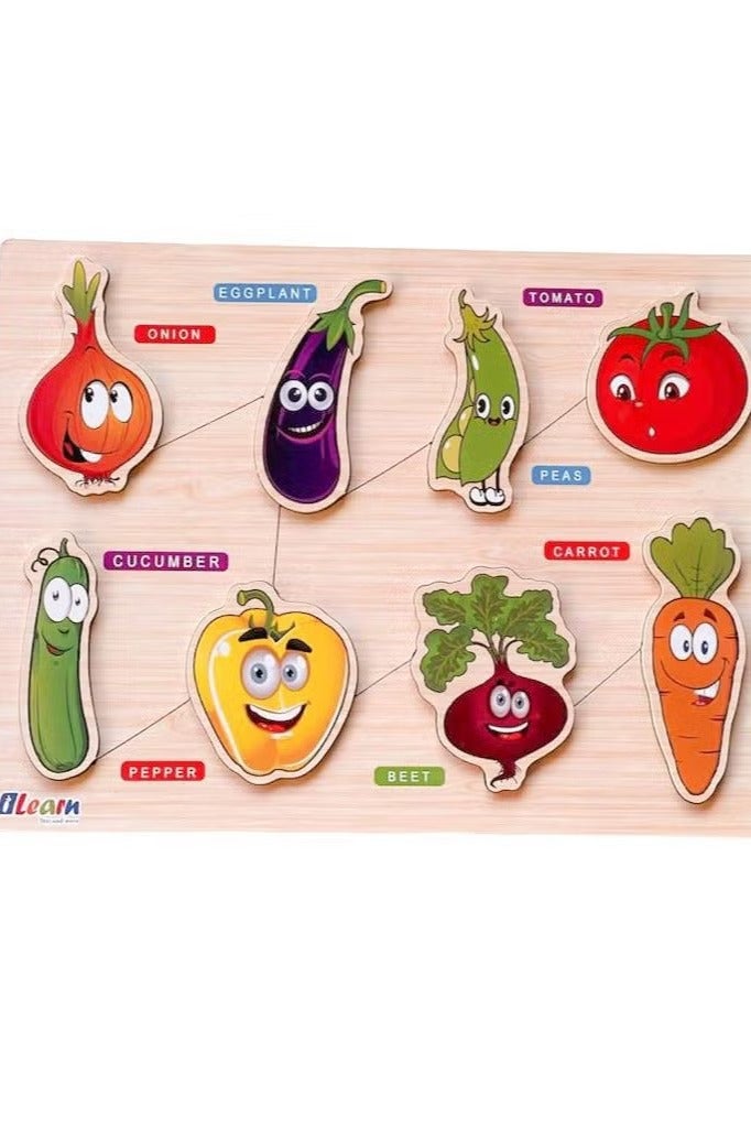 iLearn 🧩 Wooden Vegetable Puzzle for Kids – Fun & Educational Learning Toy | Safe & Durable - Image 2