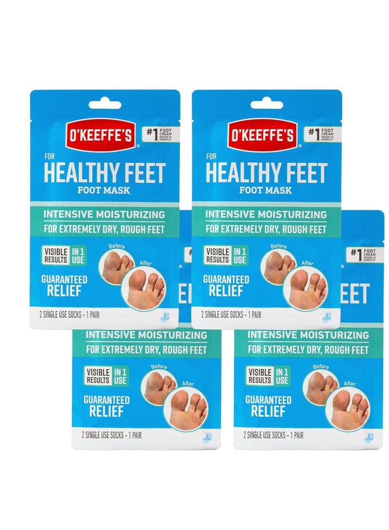 O'Keeffe's O'Keeffe's for Healthy Feet Intensive Moisturizing Foot Mask; Guaranteed Relief for Extremely Dry; Rough Feet; One Pair Single-Use Hydrating Foot Mask Socks; (Pack of 4) - Image 1