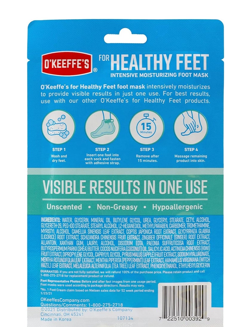 O'Keeffe's O'Keeffe's for Healthy Feet Intensive Moisturizing Foot Mask; Guaranteed Relief for Extremely Dry; Rough Feet; One Pair Single-Use Hydrating Foot Mask Socks; (Pack of 4) - Image 4