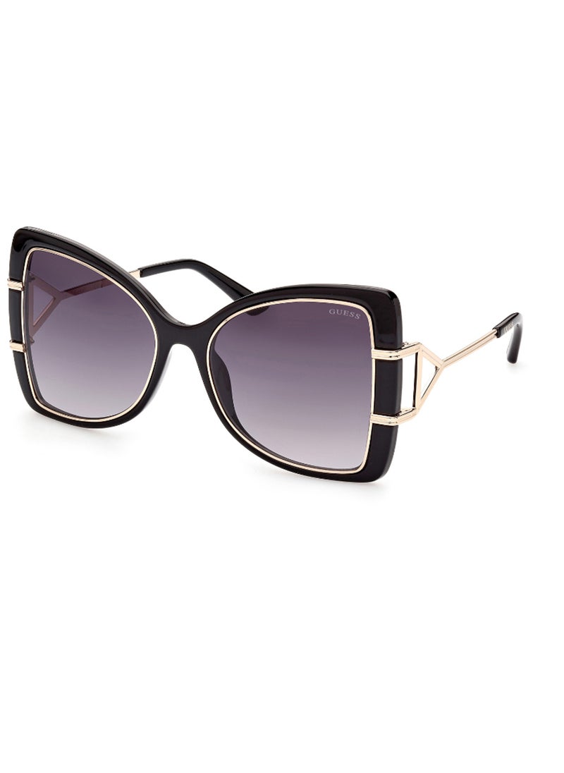 GUESS Women's UV Protection Butterfly Shape Sunglasses - GU785301B58 - Lens Size: 58 Mm - Shiny Black  - Image 1
