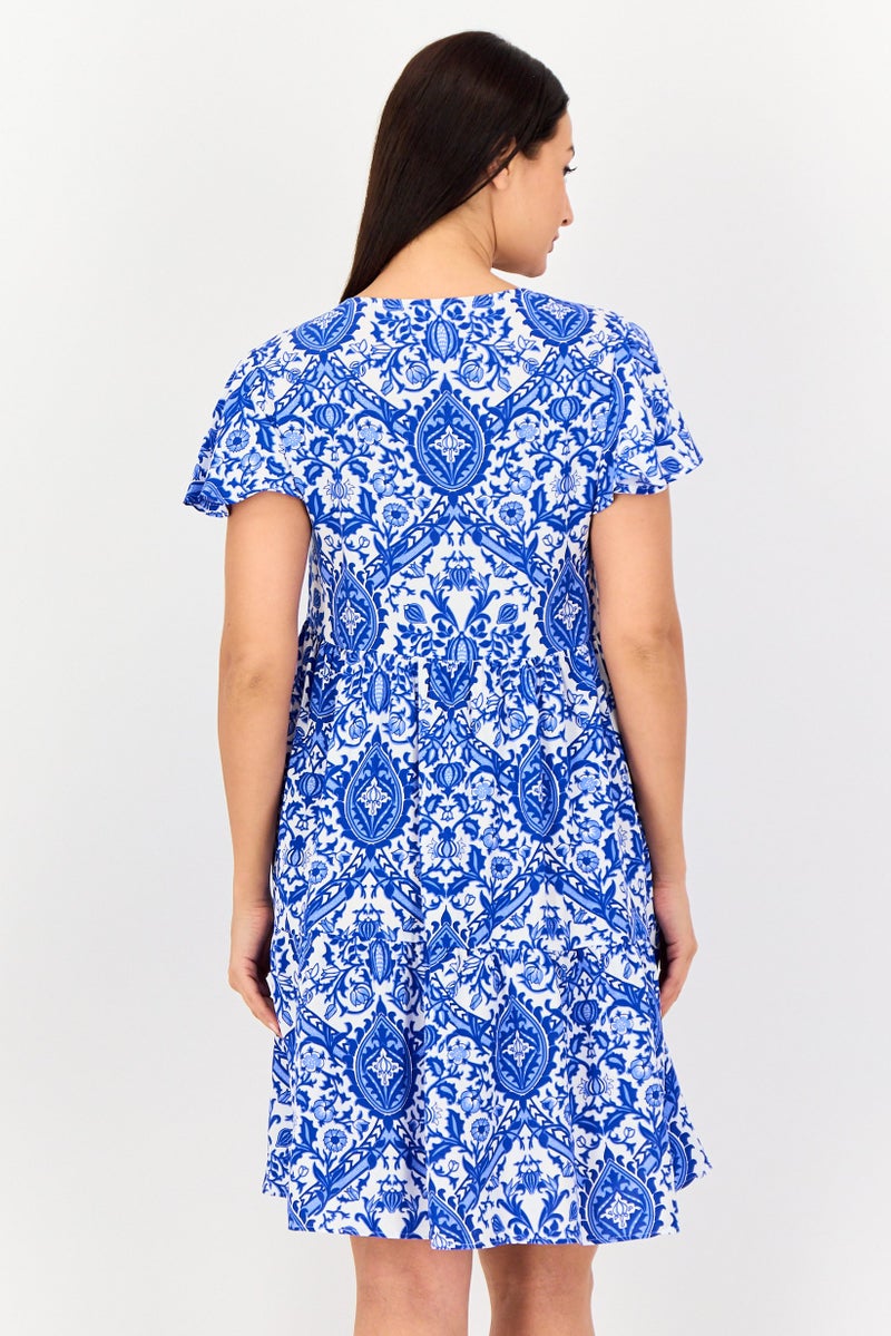 BIG DART Women Allover Print A-Line Dress, Multicolor - Image 3