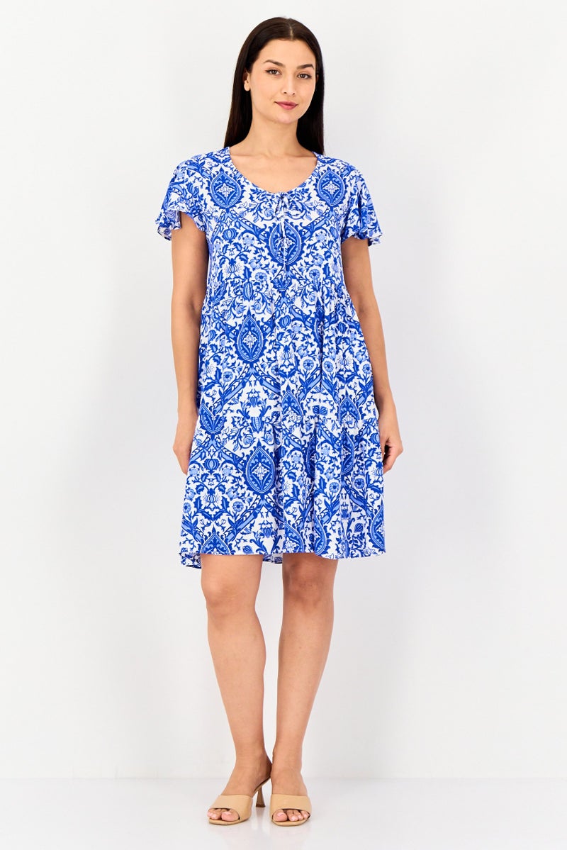 BIG DART Women Allover Print A-Line Dress, Multicolor - Image 2