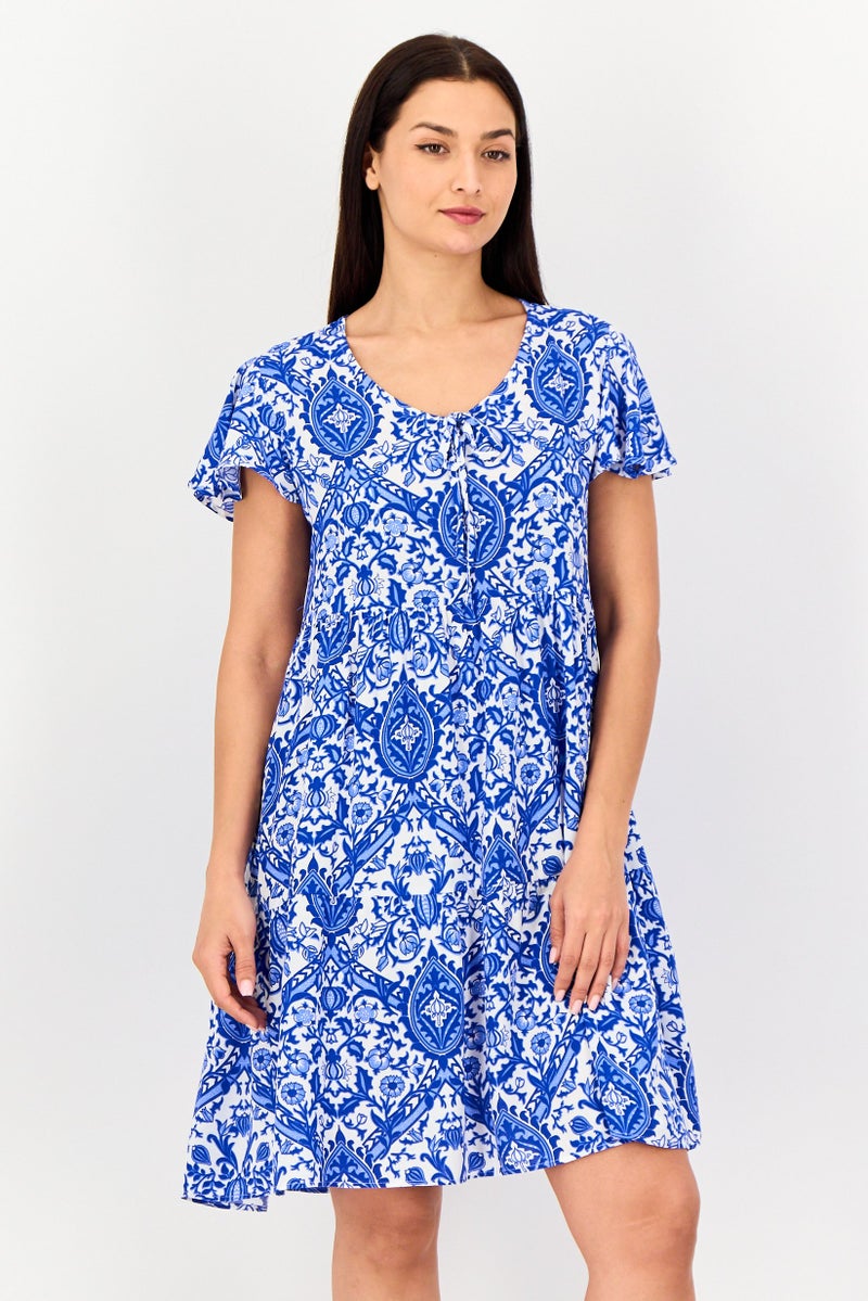 BIG DART Women Allover Print A-Line Dress, Multicolor - Image 1