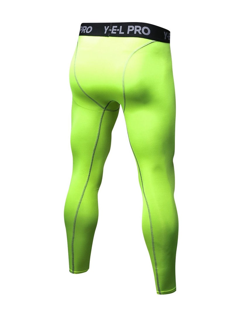 Loquat Men Quick Dry Breathable Elastic Running Leggings Green - Image 2