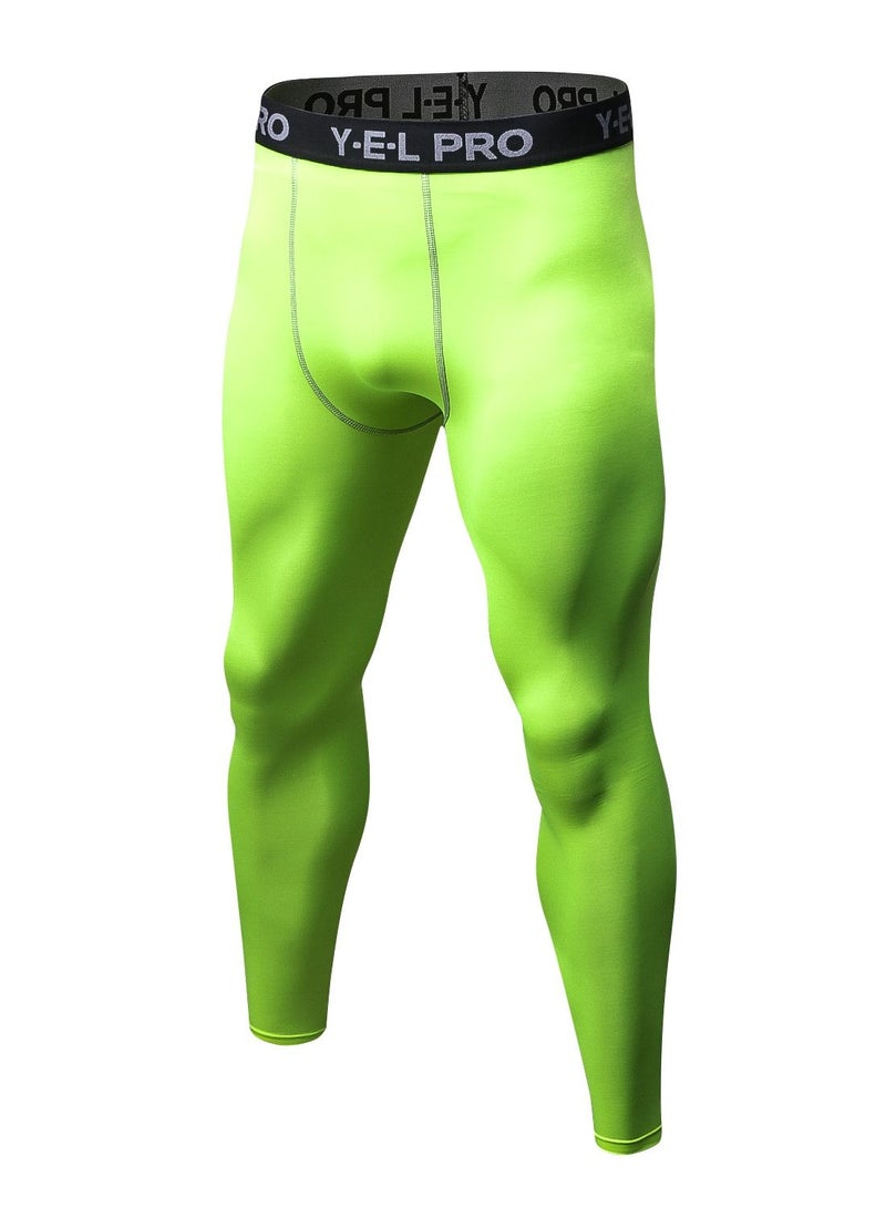Loquat Men Quick Dry Breathable Elastic Running Leggings Green - Image 1