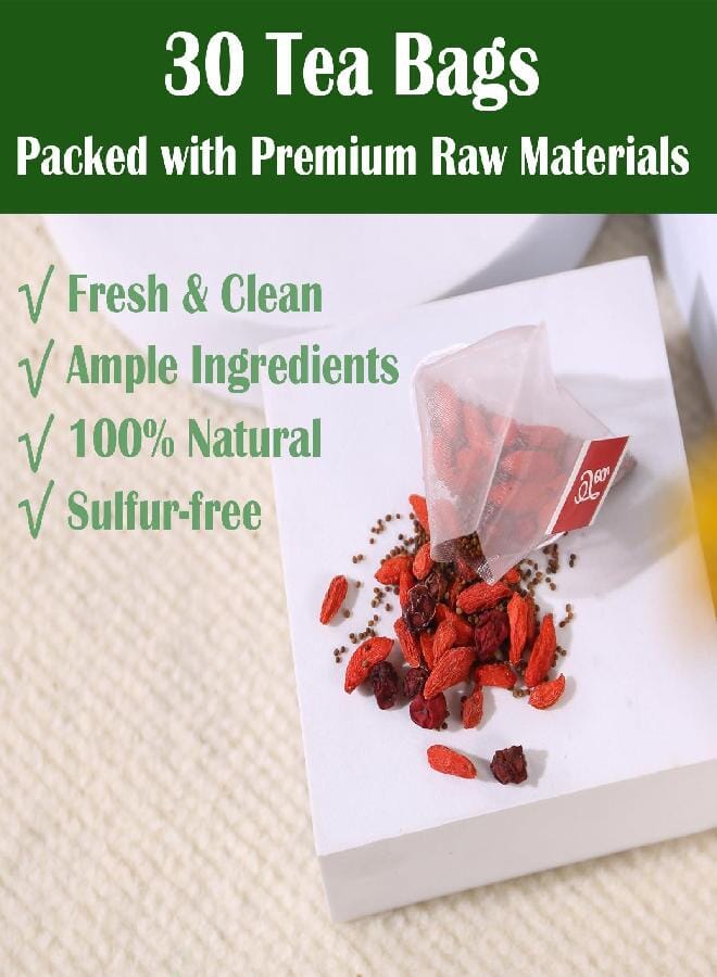 FullChea - Goji Berry Tea For Men, 30 Count X 6g - Premium Five Flavors Herbal Tea Combination - Schisandra Berries, Dodder, Wolfberry - Support Kidney Health & Boost Energy - Image 3