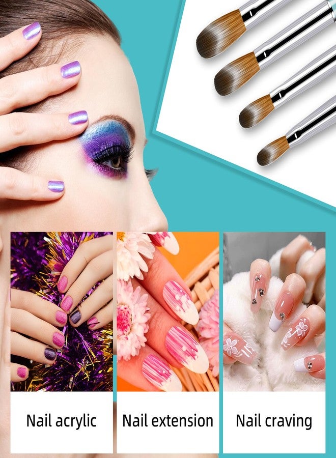 MAGIC ARMOR Acrylic Nail Brush Set - 4pc Kolinsky Nail Art Brushes for Acrylic Powder Application, Extension & Carving - Image 4