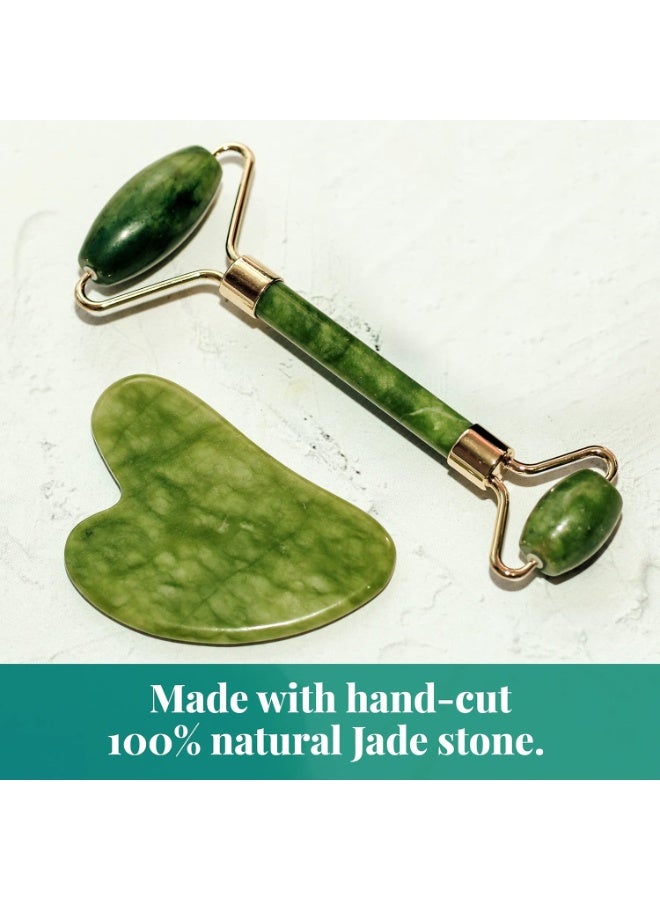 Azah Jade Roller & Face Razor Combo | Selfcare & Skincare Essentials Kit | Facial Hair Removal & Face Massage Combo | Spa-like Massage at Home | Natural Jade Stone & Scratch Free Face Razor - Image 4