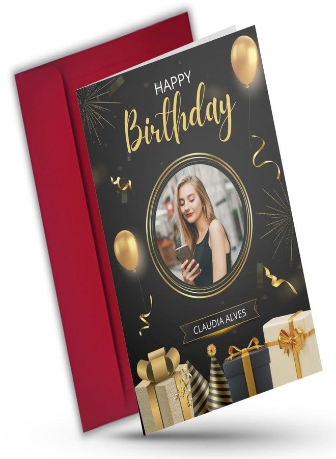 AanyaCentric 9.5x13inch Customised Photo Printed Birthday Greeting Card Personalised Card For Friends, Wife, Husband, Boyfriend, Girlfriend, Son, Daughter - Image 1