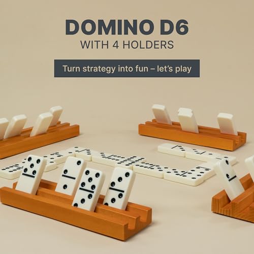 Queensell Dominos Set for Adults with 4 Domino Racks - Double 6 Dominoes Set with Domino Holder, Classic Board Games for Kids and Adults - Double Six Standard Dominos Set 28 Tiles with Travel Case - Image 2