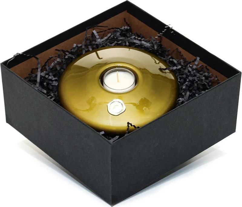 ميسي Green Golden Glow Glass Candle Holder and Tealight Set (Decorative Plastered Box)