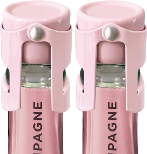 HYZ Champagne Stoppers - Stainless Steel Sparkling Wine Bottle Stopper with Pure Silicone Air Tight Seal - Professional Wine Saver for Champagne，Prosecco and Cava (2Pack Pink) - Image 1