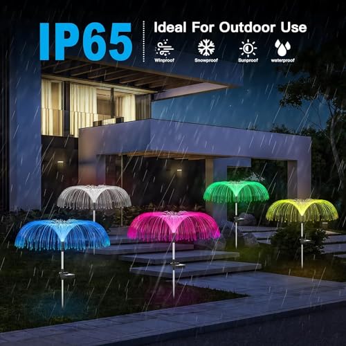 DS ENTERPRISE JELLYFISH Solar Light,7 Colour LED Charging Waterproof String &,Fountaine Solar Light Fairy StakesLight, 2 Lighting Modes For Outdoor Yard Pathway Patio Garden Lawn Decorations (Set of-2) - Image 5