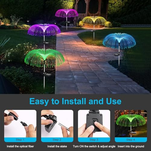 DS ENTERPRISE JELLYFISH Solar Light,7 Colour LED Charging Waterproof String &,Fountaine Solar Light Fairy StakesLight, 2 Lighting Modes For Outdoor Yard Pathway Patio Garden Lawn Decorations (Set of-2) - Image 2