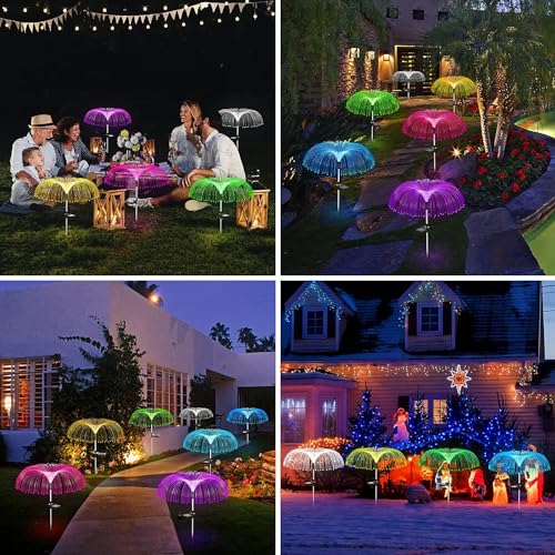 DS ENTERPRISE JELLYFISH Solar Light,7 Colour LED Charging Waterproof String &,Fountaine Solar Light Fairy StakesLight, 2 Lighting Modes For Outdoor Yard Pathway Patio Garden Lawn Decorations (Set of-2) - Image 4