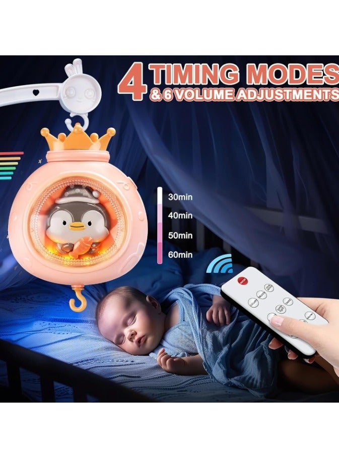 Baby Crib Mobile with Music and Lights, Mobile for Baby Crib with Rotation, oon and Star Projection, with remote control, Baby Crib Toys for Boys Girls (Pink)  - Image 5