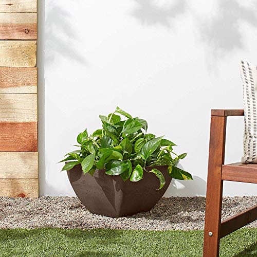 PSW Pot Collection 12x6 inch Plastic/Stone/Wood Composite Square Planter – No Drainage Hole (Drillable), Modern Indoor/Outer Pot for Flowers, Foliage, Succulents, Fairy Gardens, Chocolate - Image 5