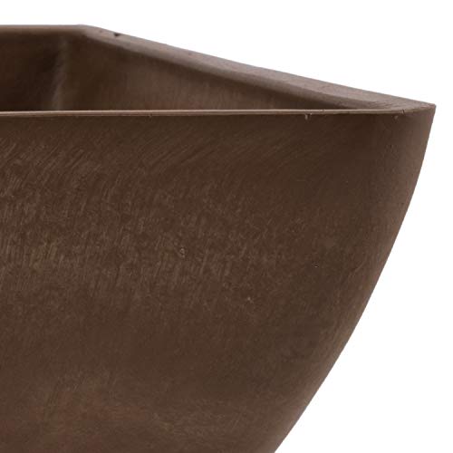 PSW Pot Collection 12x6 inch Plastic/Stone/Wood Composite Square Planter – No Drainage Hole (Drillable), Modern Indoor/Outer Pot for Flowers, Foliage, Succulents, Fairy Gardens, Chocolate - Image 3