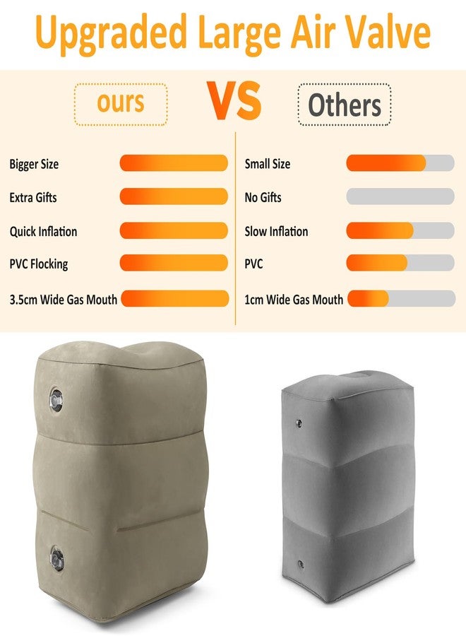 Eooqi Inflatable Foot Rest Pillow for Travel - Adjustable Height Flight Foot Rest with Eye Mask and Earplugs for Kids & Adults on Airplane, Car, Train, Office, and Home (Gray, 2 PCS) - Image 4
